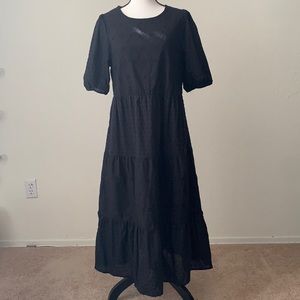 Black Perforated Pattern Dress